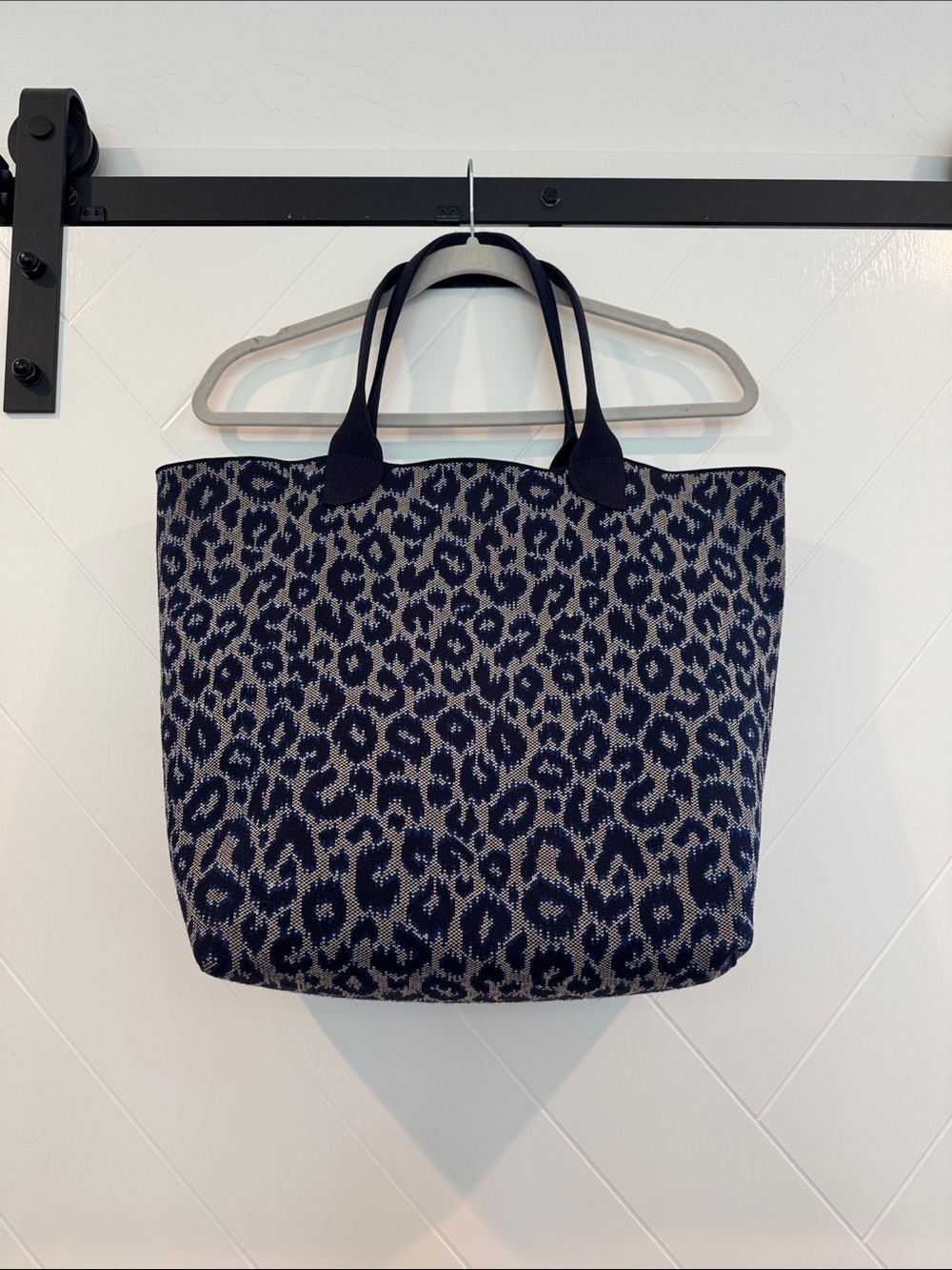 Navy Leopard Knit Tote Bag - Rothy’s